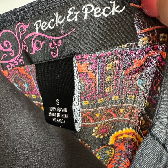 Peck & Peck Multi-Color Boho, Gold Beaded Shear Short Sleeve Cardigan - Picture 6 of 6